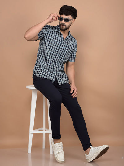 Green Checked 100% Cotton Shirt-Men Shirts-Crimsoune Club