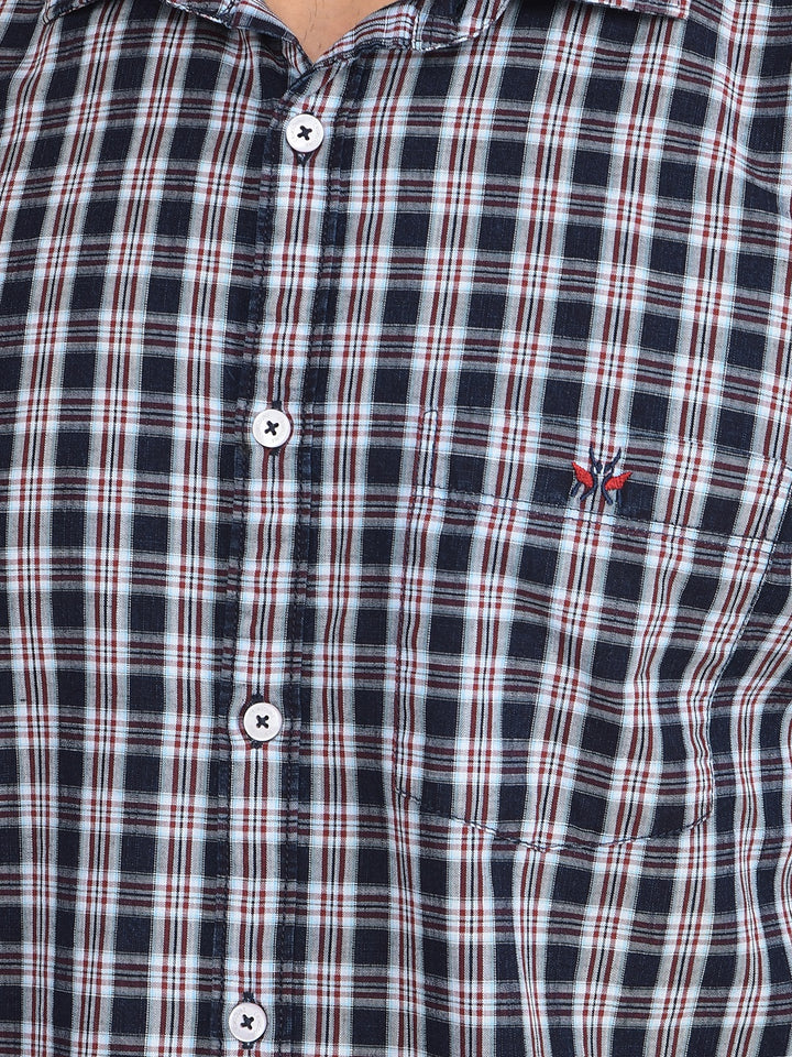 Red Checked 100% Cotton Shirt-Men Shirts-Crimsoune Club