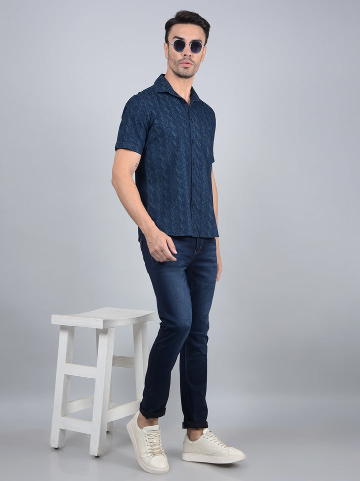 Green Printed 100% Cotton Shirt-Men Shirts-Crimsoune Club