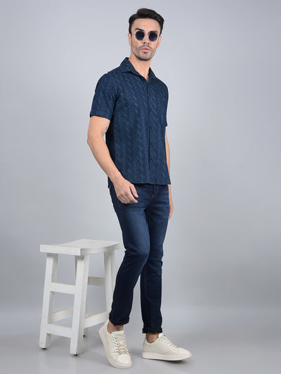 Green Printed 100% Cotton Shirt-Men Shirts-Crimsoune Club