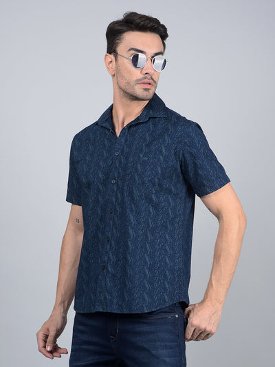 Green Printed 100% Cotton Shirt-Men Shirts-Crimsoune Club