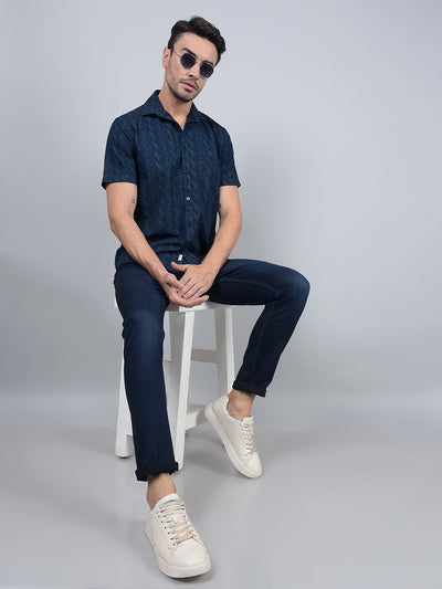 Green Printed 100% Cotton Shirt-Men Shirts-Crimsoune Club