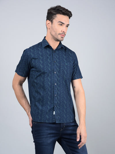 Green Printed 100% Cotton Shirt-Men Shirts-Crimsoune Club