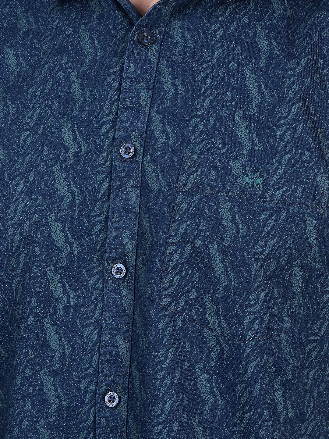 Green Printed 100% Cotton Shirt-Men Shirts-Crimsoune Club