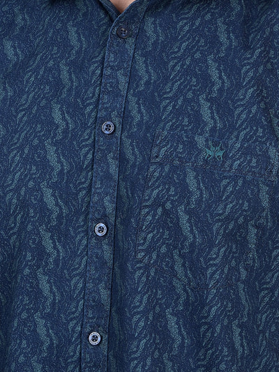 Green Printed 100% Cotton Shirt-Men Shirts-Crimsoune Club