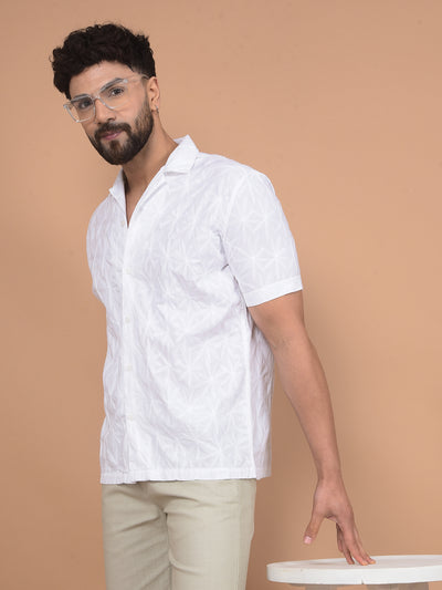 White Embroidered 100% Cotton Shirt-Men Shirts-Crimsoune Club