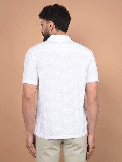 White Embroidered 100% Cotton Shirt-Men Shirts-Crimsoune Club