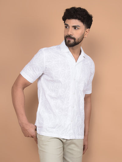 White Embroidered 100% Cotton Shirt-Men Shirts-Crimsoune Club