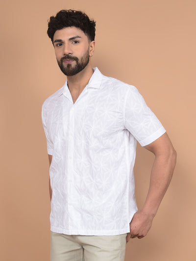 White Embroidered 100% Cotton Shirt-Men Shirts-Crimsoune Club