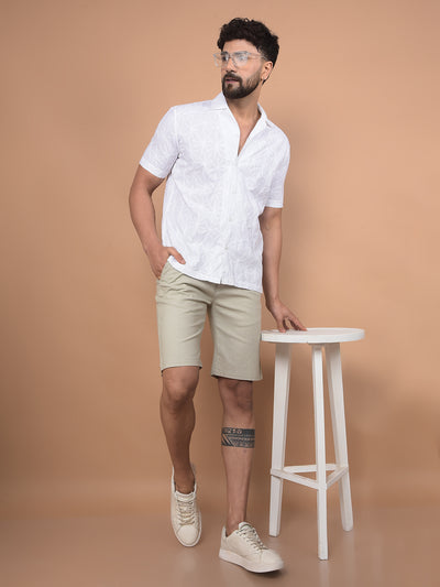 White Embroidered 100% Cotton Shirt-Men Shirts-Crimsoune Club