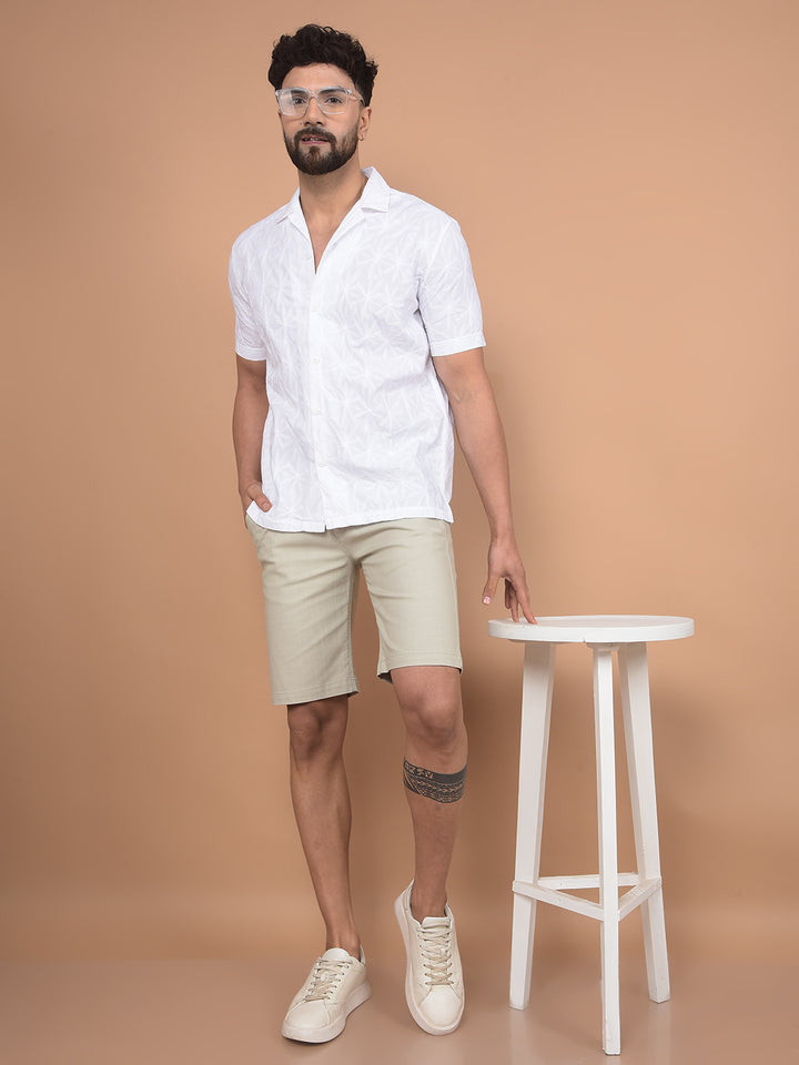 White Embroidered 100% Cotton Shirt-Men Shirts-Crimsoune Club