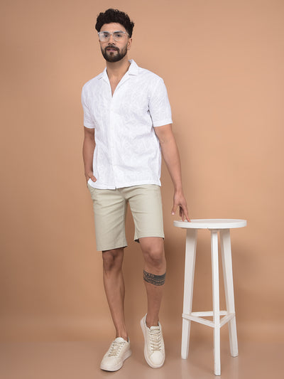 White Embroidered 100% Cotton Shirt-Men Shirts-Crimsoune Club