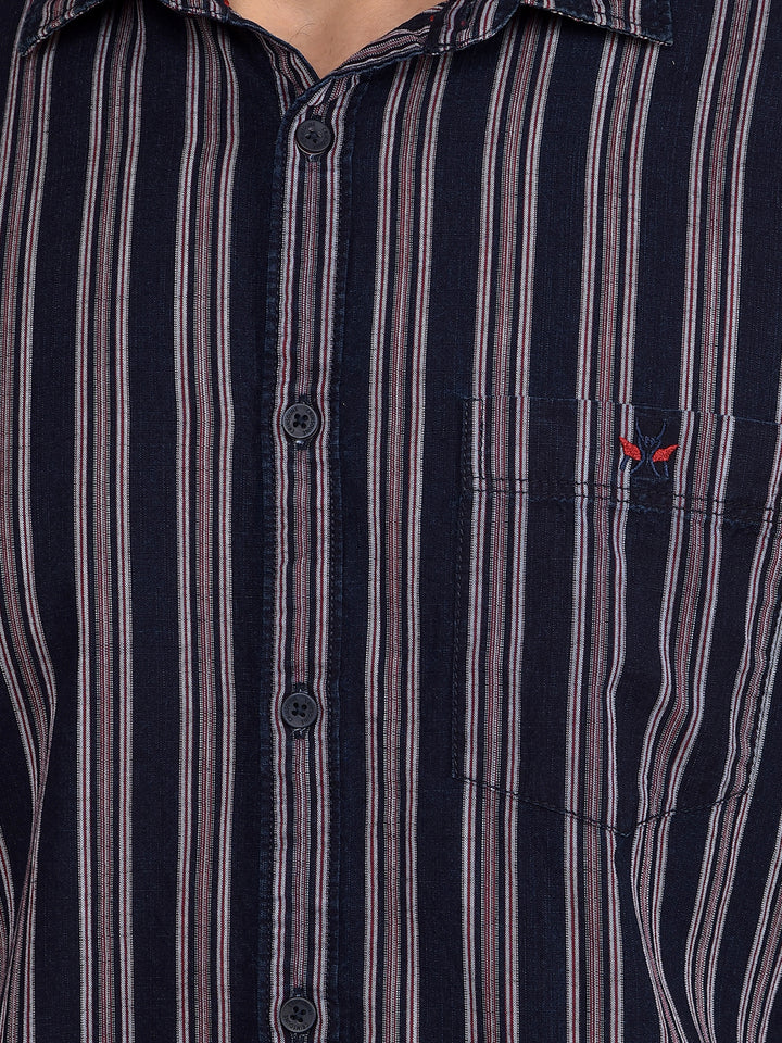 Red Vertical Stripes 100% Cotton Shirt-Men Shirts-Crimsoune Club