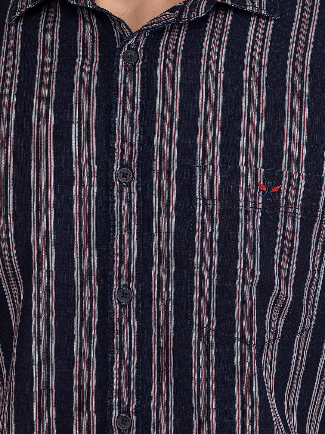 Red Vertical Stripes 100% Cotton Shirt-Men Shirts-Crimsoune Club