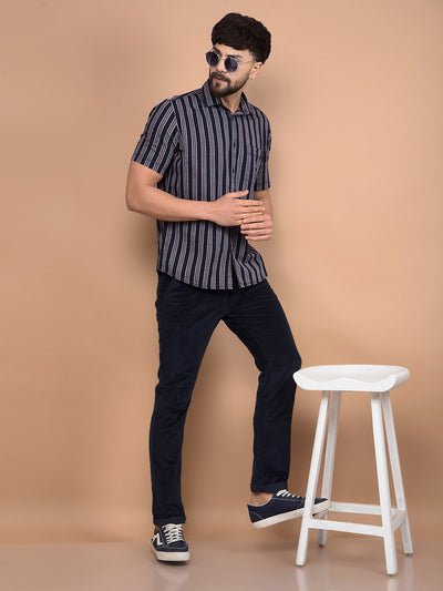 Red Vertical Stripes 100% Cotton Shirt-Men Shirts-Crimsoune Club