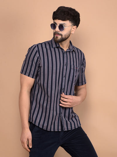 Red Vertical Stripes 100% Cotton Shirt-Men Shirts-Crimsoune Club