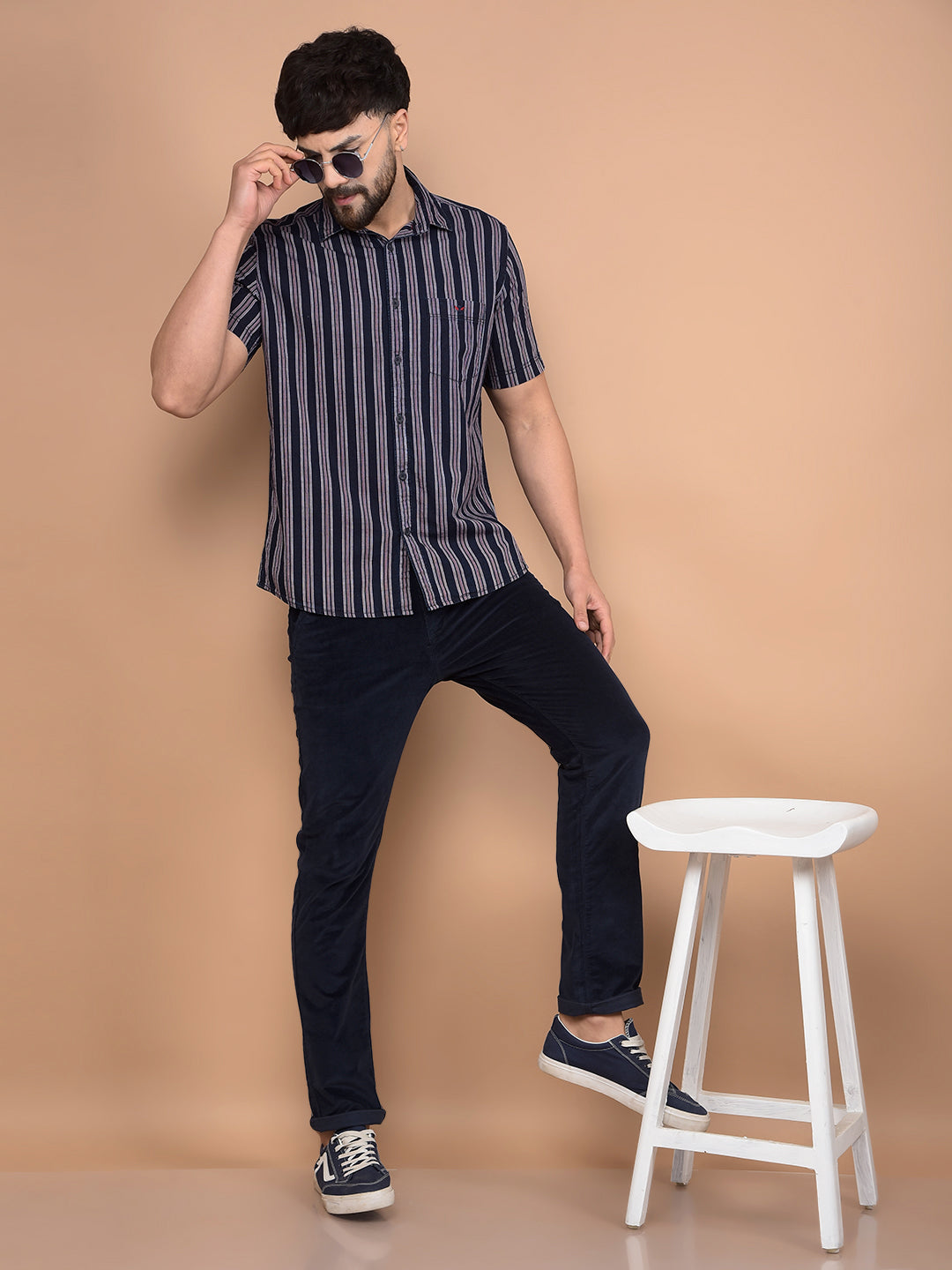 Red Vertical Stripes 100% Cotton Shirt-Men Shirts-Crimsoune Club
