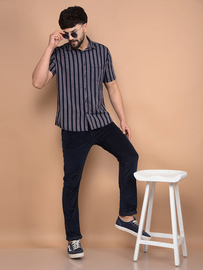 Red Vertical Stripes 100% Cotton Shirt-Men Shirts-Crimsoune Club
