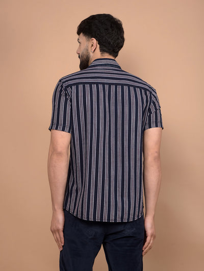 Red Vertical Stripes 100% Cotton Shirt-Men Shirts-Crimsoune Club