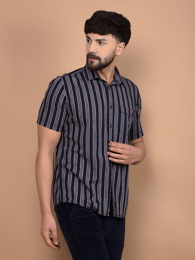 Red Vertical Stripes 100% Cotton Shirt-Men Shirts-Crimsoune Club