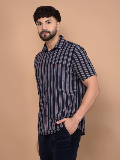 Red Vertical Stripes 100% Cotton Shirt-Men Shirts-Crimsoune Club