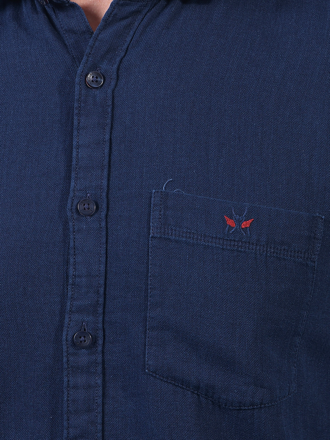 Blue 100% Cotton Denim Shirt-Men Shirts-Crimsoune Club