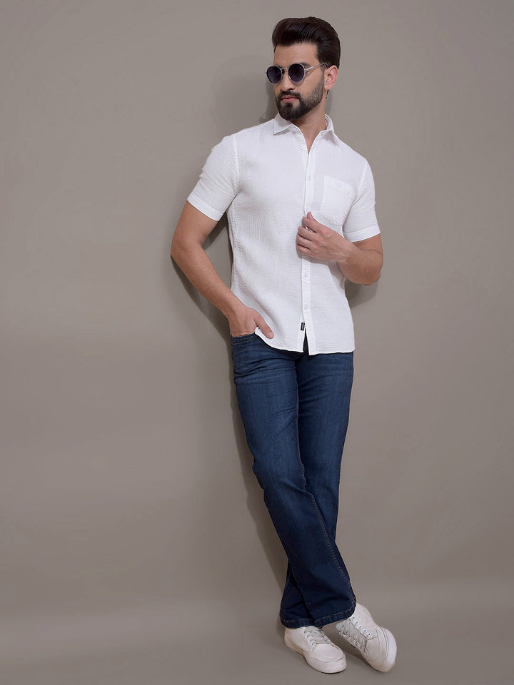 White 100% Cotton Shirt-Men Shirts-Crimsoune Club