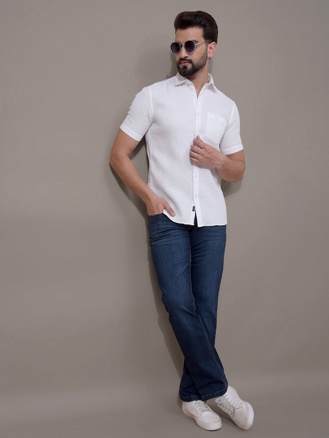 White 100% Cotton Shirt-Men Shirts-Crimsoune Club