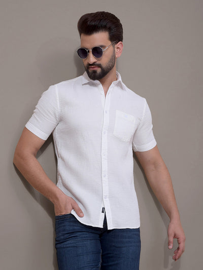 White 100% Cotton Shirt-Men Shirts-Crimsoune Club