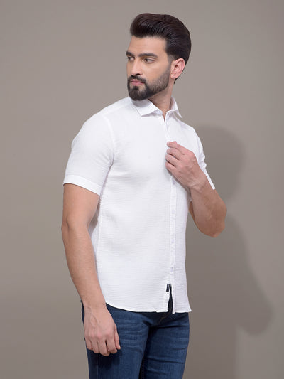 White 100% Cotton Shirt-Men Shirts-Crimsoune Club