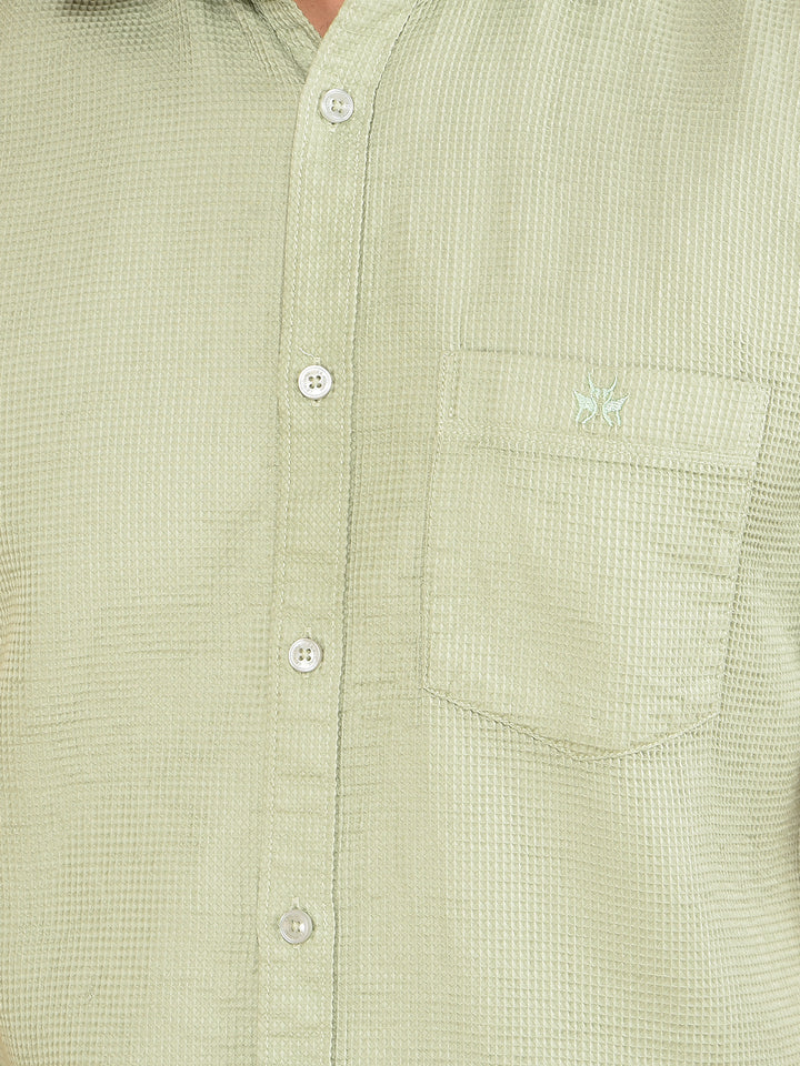 Green 100% Cotton Shirt-Men Shirts-Crimsoune Club