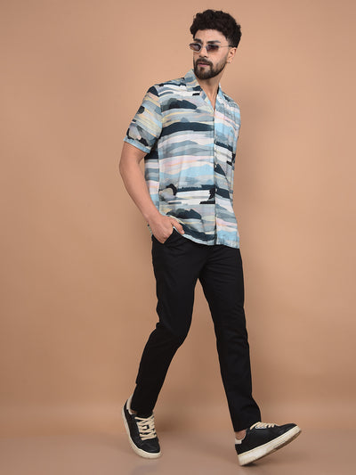 Multi-Color Printed Cuban Collar Shirt-Men Shirts-Crimsoune Club