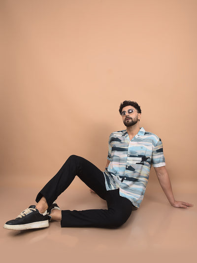 Multi-Color Printed Cuban Collar Shirt-Men Shirts-Crimsoune Club
