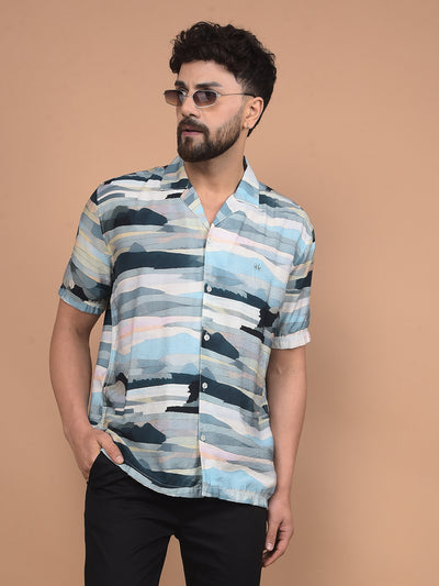 Multi-Color Printed Cuban Collar Shirt-Men Shirts-Crimsoune Club
