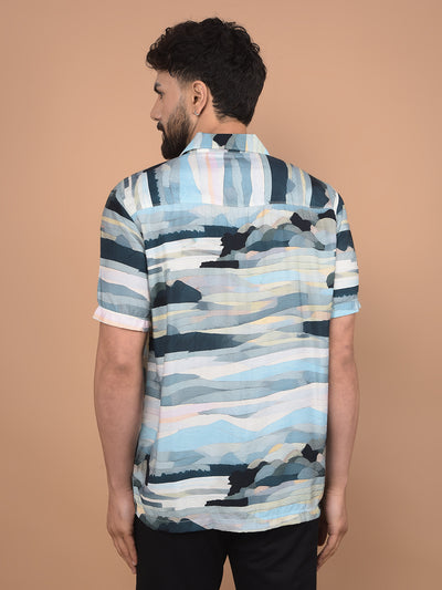 Multi-Color Printed Cuban Collar Shirt-Men Shirts-Crimsoune Club