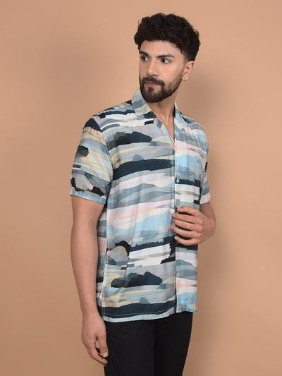 Multi-Color Printed Cuban Collar Shirt-Men Shirts-Crimsoune Club