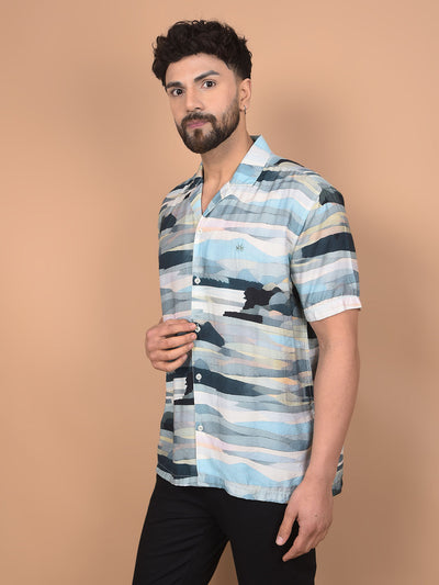 Multi-Color Printed Cuban Collar Shirt-Men Shirts-Crimsoune Club