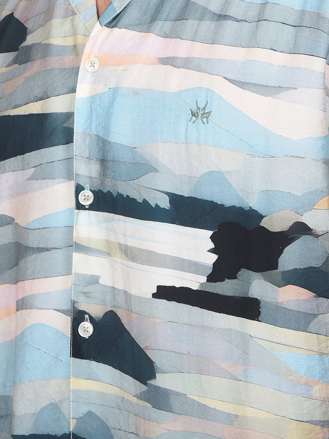Multi-Color Printed Cuban Collar Shirt-Men Shirts-Crimsoune Club