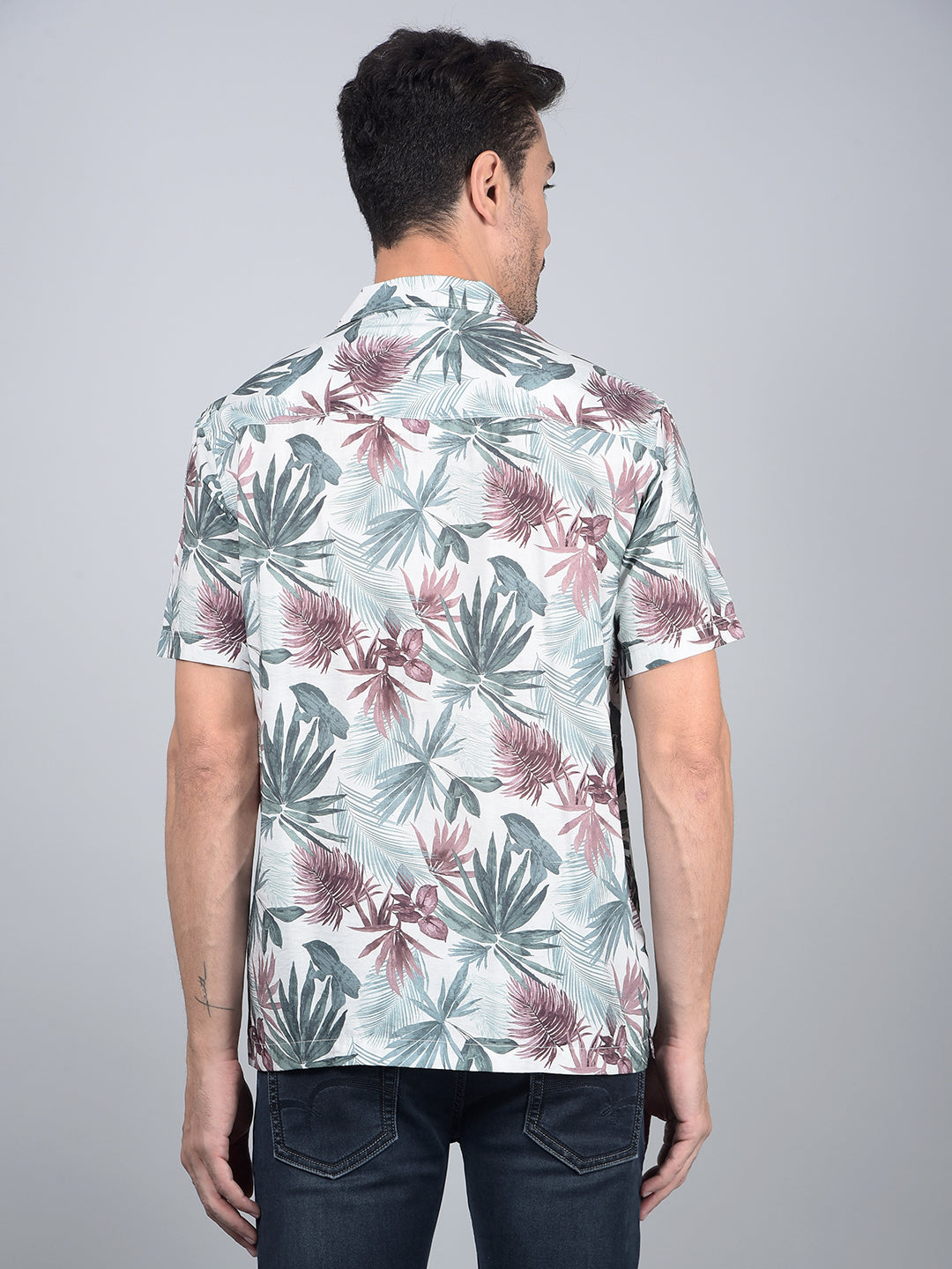 Multi-Color Floral Print Cuban Collar Shirt-Men Shirts-Crimsoune Club