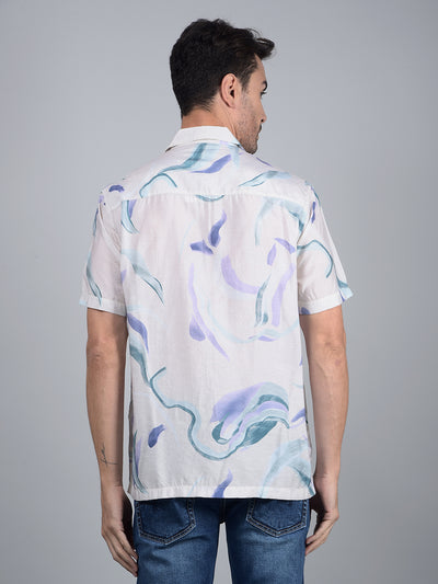 Multi-Color Abstract Print Cuban Collar Shirt-Men Shirts-Crimsoune Club