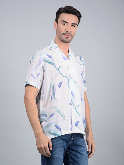 Multi-Color Abstract Print Cuban Collar Shirt-Men Shirts-Crimsoune Club