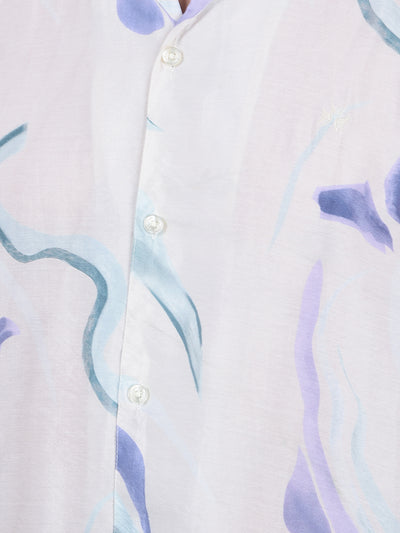 Multi-Color Abstract Print Cuban Collar Shirt-Men Shirts-Crimsoune Club