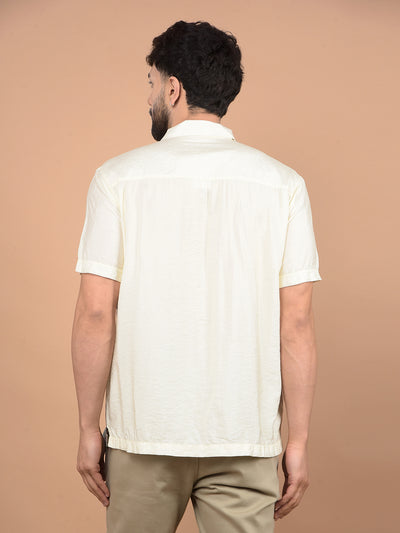 Yellow Printed Cuban Collar Shirt-Men Shirts-Crimsoune Club