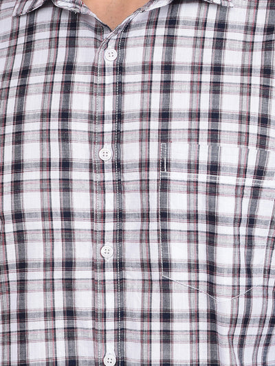 White Checked 100% Cotton Shirt-Men Shirts-Crimsoune Club
