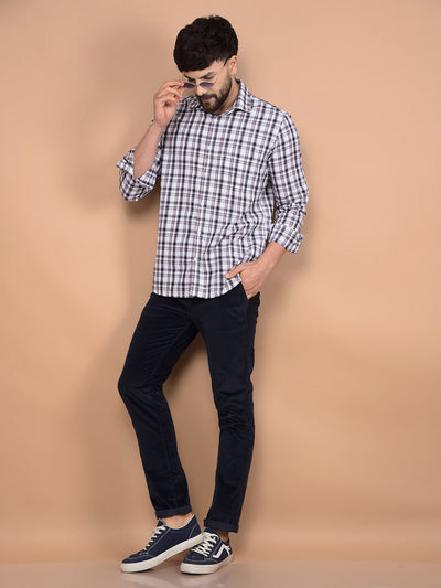 White Checked 100% Cotton Shirt-Men Shirts-Crimsoune Club