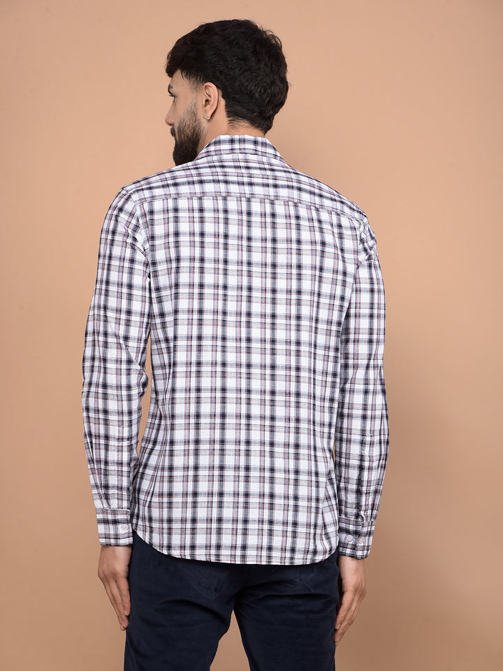 White Checked 100% Cotton Shirt-Men Shirts-Crimsoune Club