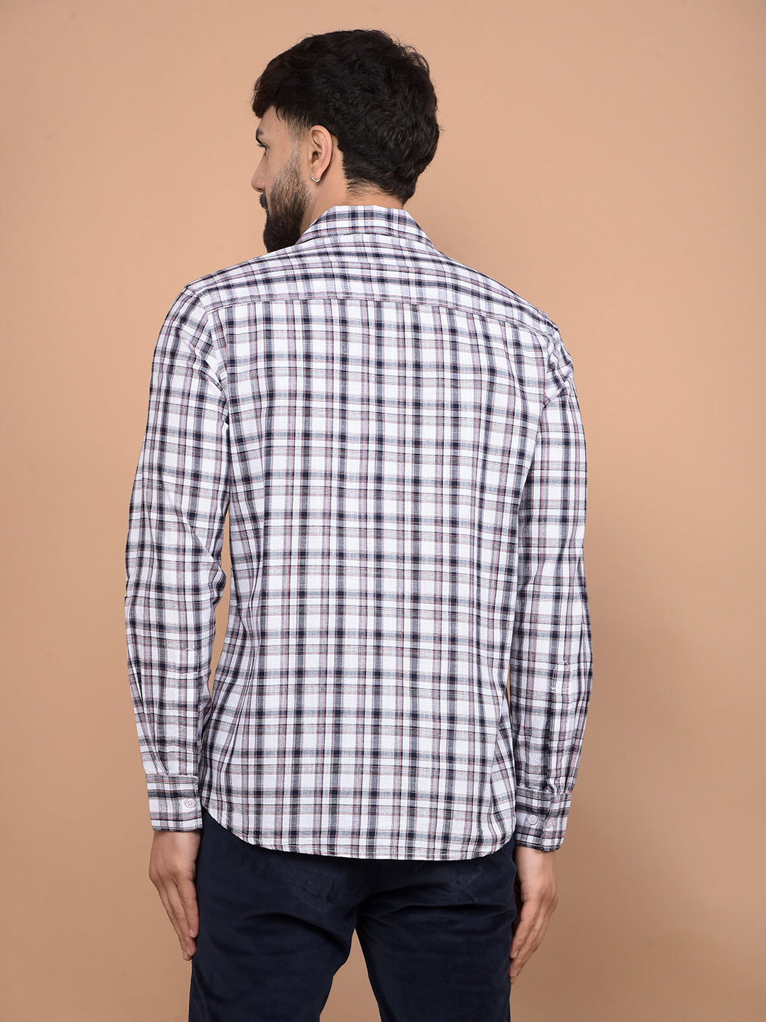 White Checked 100% Cotton Shirt-Men Shirts-Crimsoune Club