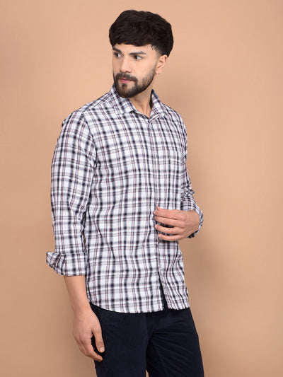 White Checked 100% Cotton Shirt-Men Shirts-Crimsoune Club