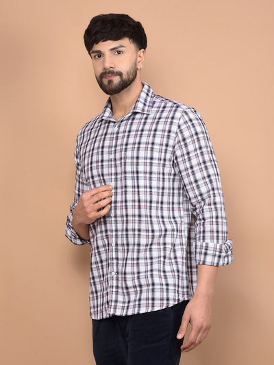 White Checked 100% Cotton Shirt-Men Shirts-Crimsoune Club