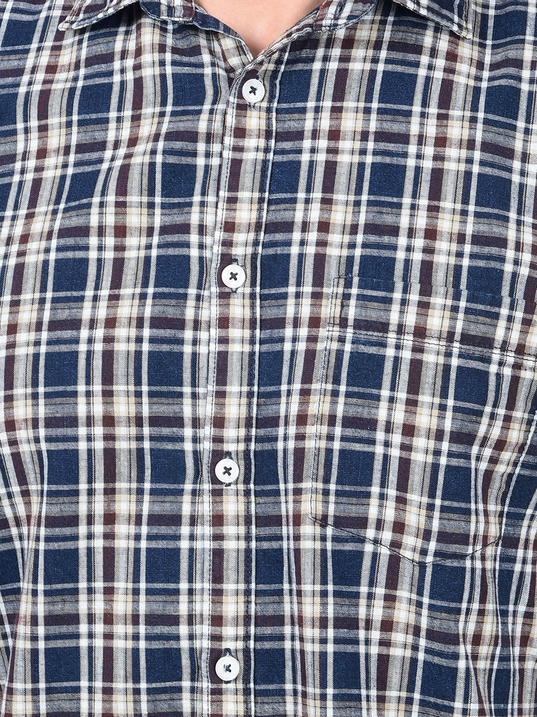 Beige Checked 100% Cotton Shirt-Men Shirts-Crimsoune Club